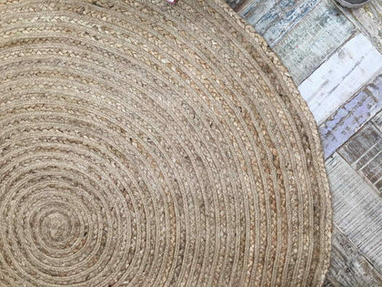 DHAKA Braided Round Rug Hand Woven with Natural Indian Jute Small Medium Large
