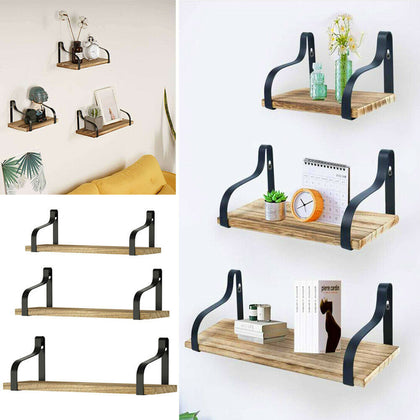 3pcs Vintage Wall Floating Shelves Bookshelf Storage Display Rack Home Decor