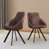 2x Grey&Brown Dining Chairs Set PU Faux Leather Padded Metal Legs Accent Chair