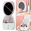 Makeup Organizer Cosmetic Storage Drawer W/ LED Light Vanity Mirror USB Charging