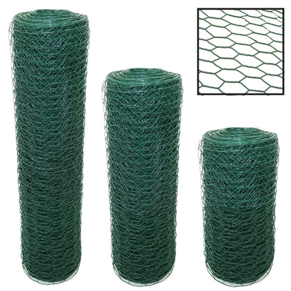 PVC Coated Chicken Wire Rabbit Mesh Green Fencing Aviary Fence 25M 50M 3 widths