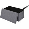 Large Grey Linen Folding Storage Ottoman Pouffe Two Seats Foot Stool Storage Box