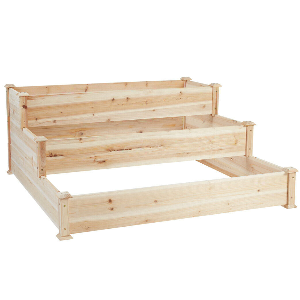 Heavy Duty Wooden Elevated Garden Bed Raised Planter Divided Boxes Kit ...