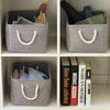 Fabric Storage Box Plain Foldable Collapsible Rope Handles Storage Cubes Basket
