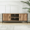 Industrial TV Unit Table Stand Display Cabinet with Door Cupbaord 2 Tier Shelves