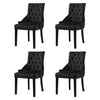 x 2 Tufted Velvet Studded Dining Chairs with Knocker Accent Side Chairs Black UK