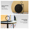 Round Coffee Table 42cm Foldable End Small Bedside Table w Handle and Steel Base