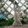 Resin Angel Statue with Lantern Solar Power Garden Lamp Post Figurine Ornament