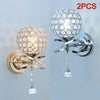 2PCS Chrome Crystal LED Wall Light Lamp Bedroom Living Room Home Decor NEW UK