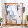 Floor Stand Garment Rail Wooden Clothes Hanging Display Rack With Shelf Bedroom