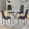 Round Dining Table Chrome Legs Tempered Glass Top Diningroom Kitchen Lounge Home