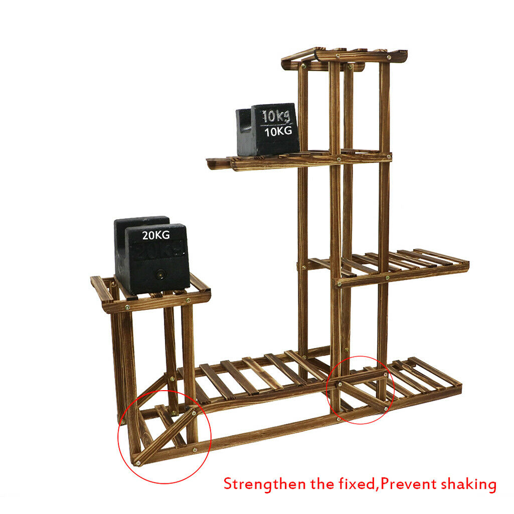 5 Ladders Flower Plant Pots Shelf Stand Display Garden Rattan Rack Natural Wood