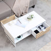 Stylish Rectangular Coffee Table Living Room Table w/ Storage Drawer Compartment