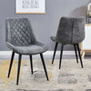 2x Slope Dining Chairs Fabric Curved Seat Black Metal Legs Kitchen Living Room