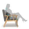 Mondeer 1&2 Seater Armchair Couch Sofa Wooden Fabric Linen w/cushion Lounge Grey