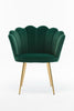 Green Velvet Scallop Shell Chair Wing Back Armchair Occasional Sofa Gold Legs