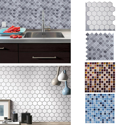 Kitchen Wall Tile Stickers Bathroom Waterproof 3D Mosaic Sticker Self-adhesive