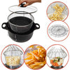 Large Black Non Stick Chip Pan Set Fryer Deep Fat Folding Frying Wire Basket Pot