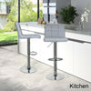 2 × Faux PU Leather Breakfast Bar Stools Home Kitchen Swivel Gas Lift Chair Grey