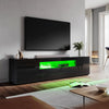 High Gloss 200cm Black TV Stand Cabinet Unit Living Room Furniture with RGB LED