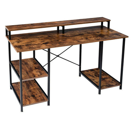 Large Computer Desk With Shelves Laptop Study PC Table Home Office Corner Desk