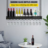 Ceiling-Mounted Bar Wine Rack Wine Glass Hanging Rack 46.9x13in Black