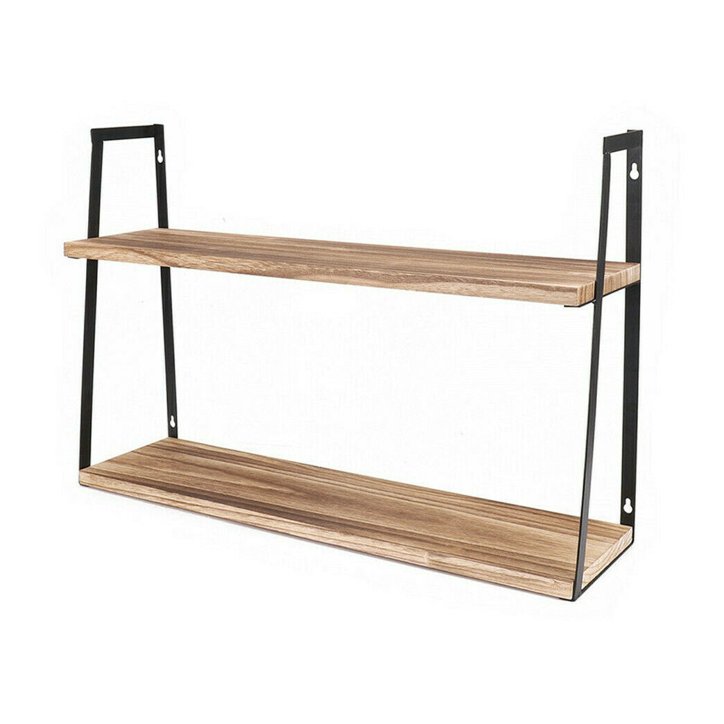 60cm Wall Mounted Wooden Wood Shelves Bookshelf for Bedroom Kitchen Bathroom 2 T