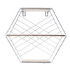 Hexagon Metal Wire Wood Wall Shelf Modern Loft Dorm Double-Layer Storage Shelf