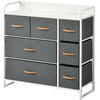 Non-woven Fabric Bedside Cabinet 7 Drawers Side Table Standing Storage Unit Whit