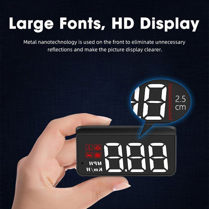 Car Digital GPS Speedometer HUD Head-Up Display Overspeed Tired Warning Alarm