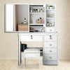 Modern Corner Dressing Table Makeup Desk w/ 6 Drawers & 1 Large Mirror White UK