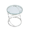 Round Coffee Table Sofa Side Table Clear Glass Top with Chrome Base Living Room