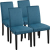Fabric 4pcs Dining Chairs Kitchen Side Padded Chairs with Solid Wood Legs Blue