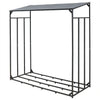 187cm Metal Garden Shelter Canopy Roof Outdoor Wooden Shed Firewood Storage Rack