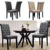 2/4x Dining Chairs Roll Top Scroll Button High Back Oak Legs Seat Dinning Room