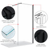 Black Shower Enclosure Screen With 180° Flipper Walk In Wet Room 8mm NANO Glass