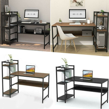 Computer Desk Home Office Desk Large Workstation Metal Frame Bookshelf Storage