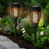 1PK Solar Flame Effect Lamp Post LED Path Lights Outdoor Garden Waterproof Light