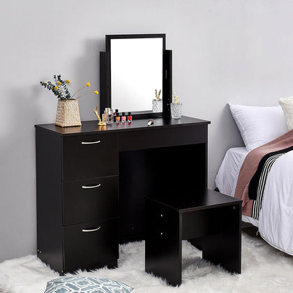 Modern Dressing Table Vanity Makeup Jewellery Desk 3 Drawer &Mirror Bedroom UK