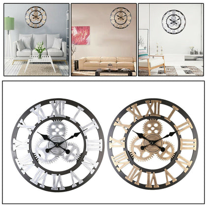 58CM LARGE OUTDOOR GARDEN WALL CLOCK BIG ROMAN NUMERALS GIANT OPEN FACE METAL UK