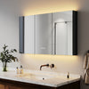 LED Bathroom Mirror Cabinet with Demister Socket 3 Colour Lights Black Cuoboard