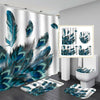 4PCS 180cm Waterproof Shower Curtain +Toilet Mats Extra Long Peacock T