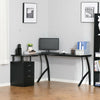 Black Corner Desk with Storage Cabinet Drawer Home Office L Shape Computer Table