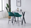 2X Bar Stools Fabric Breakfast Chairs Padded Seat Metal Leg Black Dining Kitchen