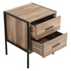 Industrial Style 2 Drawers Bedside Table Wood Nightstand Bedroom Storage Cabinet