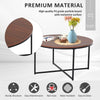 Modern Coffee Table Metal Frame Solid Tabletop Unique Cross Base - Brown