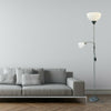 Pair of Modern Silver Grey Floor Lamp Reading Lights Mother & Child Design