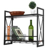 Metal&Wood Wine Bottle Holder and Glasses Storage Rack | Wall Mounted Organiser