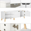 Elegant TV Stand Storage Cabinet Unit w/ Wood Legs 2 Cupboards 2 Shelves White