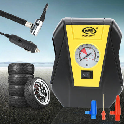 Inflator Air Compressor Portable Electric Pump Pressure Gauge Car Caravan Tire